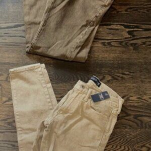 LOT OF 2 BROWN/TAN Abercrombie and Fitch Mens Jeans 28W 30L Vintage 90s Slim